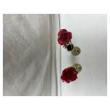 Brass vases with Red Rose Detail Brass vases with Red Rose Detail