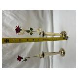 Brass vases with Red Rose Detail Brass vases with Red Rose Detail