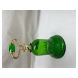 Avon Green Glass Perfume Bottle with Gold Tone Atomizer Avon Green Glass Perfume Bottle with Gold Tone Atomizer