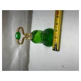 Avon Green Glass Wall Hook with Brass Hardware Avon Green Glass Wall Hook with Brass Hardware