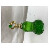 Avon Green Glass Wall Hook with Brass Hardware Avon Green Glass Wall Hook with Brass Hardware