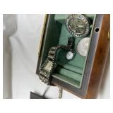 Victorian Burr Walnut Jewelry Box with Lock(No Key) Victorian Burr Walnut Jewelry Box with Lock(No Key)