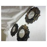 Decorative Wall Mirror Set - Black and Gold Ornate Frames Decorative Wall Mirror Set - Black and Gold Ornate Frames