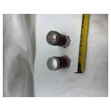 Ruby Red Glass Salt and Pepper Shakers Engraved 1906 Ruby Red Glass Salt and Pepper Shakers Engraved 1906