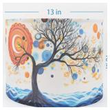 NAVISSORY Decorative Lamp Shade, Polyester Fibre Printed Abstract Sun Tree Drum Shade, 13\" Top x 13\" Bottom x 10\" Height, Includes 2pcs Steel Ring (sun tree)