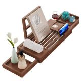 Yirilan Bamboo Bathtub Tray, Expandable Bathroom Tray,Browm