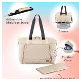 Dikaslon Diaper Bag Tote, Large Travel diaper tote for Mom and Dad, Multifunction baby tote bag for Boys and Girls with Pacifier Case and Changing Pad, White