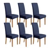 Amazon Basics Dining Chair Covers, Stretch Parson/Dining Chair Slipcover, Removable Washable Chair Protector for Home/Restaurant/Banquet, Navy Pack of 6