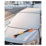 Snow Cover for Car Windshield, Ice Scraper and Snow Brush, Waterproof Windshield Protector, Frost for Winter Snow Ice Removal, Fits Sedan SUV, Easy Install Sun Shade and Car Exterior Protection