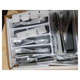 49-Piece Silverware Set with Organizer, Heavy Duty Stainless Steel Flatware Set for 8, Cutlery Utensil Sets with Steak Knives, Rust-proof, Mirror Polished, Dishwasher Safe, Heavy Duty - Tray is broken