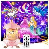 Onefire Night Light for Kids Gifts, 15 Sound Machine Baby Night Light, 15 Films Star Projector for Kids Room Decor, Brightness Unicorn Light Projector for Toddler Girl Toys, Valentines Gifts for Kids