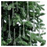 LOYIM Clear Glass Teardrop Winter Ornaments Crystal Raindrop Hanging Ornaments Crystal Chandelier Drop Pendant Icicles Decorations for Christmas Tree Winter Party Supplies(44 Pcs,4 Medium Size)