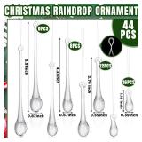 LOYIM Clear Glass Teardrop Winter Ornaments Crystal Raindrop Hanging Ornaments Crystal Chandelier Drop Pendant Icicles Decorations for Christmas Tree Winter Party Supplies(44 Pcs,4 Medium Size)