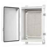 QILIPSU Junction Box IP67 Waterproof Plastic Electrical Enclosure Outdoor Weatherproof Project Electric Box with Mounting Plate, Wall Brackets, Hinged Grey Cover 11.2\"x7.7\"x5.1\"
