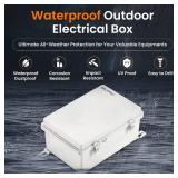QILIPSU Junction Box IP67 Waterproof Plastic Electrical Enclosure Outdoor Weatherproof Project Electric Box with Mounting Plate, Wall Brackets, Hinged Grey Cover 11.2\"x7.7\"x5.1\"