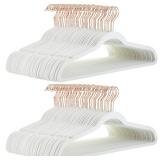Amazon Basics Slim, Velvet, Non-Slip Suit Clothes Hangers, Ivory/Rose Gold - Pack of 100