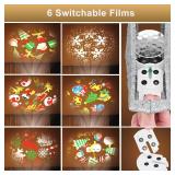 Patiobay Christmas Tree Topper Lighted with 6 Projected Patterns, Christmas Star Tree Topper Built-in LED Rotating Lights, 3D Glitter Projector for Party Holiday Xmas Decorations Gifts (Silver)