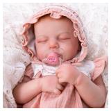 Aori Reborn Baby Dolls Realistic Lifelike - 20\" Newborn Girl Doll with Feeding Set, Sleeping Baby Toy for Kids Ages 3+ Years, Hand-Painted Vinyl Newborn Doll