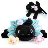 gnomantic 5 Pieces Axolotl Stuffed Animals with Babies Inside Belly - 1 Mommy Stuffed Axolotl with 4 Babies - Black Axolotls Plush Toy for Kid Age 3-8, Gift Ideal for Christmas, Valentine