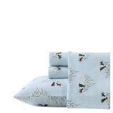 Eddie Bauer - Flannel Sheets Queen Size, Anti-Pilling & Wrinkle Resistant Cotton, Touchably Soft for All-Season Comfort - Bed Sheets with Matching Pillowcases & Fitted Sheet (Dog Friends Blue)