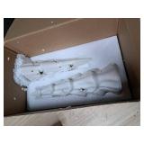 AOMOONOA Ceramic White Christmas Trees with Lights, 2Pcs Light Up Tabletop Porcelain Christmas Tree, Glossy Hollow-Carved Small Xmas Tree Figurines for Modern Home Decoration, DIY Winter Village