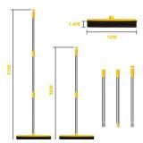 Rubber Broom for Pet Hair Removal, Carpet rake with Squeegee for Cleaning Pet Hair, 52 inch Long Handle Rubber Broom,Dual-Sided for Small Fluff Carpet, Hardwood Floor, Tile,Orange