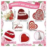 Memorywuu 5 Pcs Valentineâs Day Heart Porch Standing Decor Large Wood Heart Signs Outdoor Decor Valentines Day Wood Love Sign for Home Front Door Kitchen Garden Patio Wedding