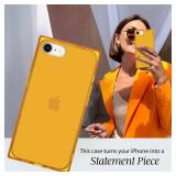 Cocomii - Rectangle Case Compatible with iPhone SE 2022/2020/8/7/6 - Clear Transparent, Show Beauty, Women Girls Men, Protective Phone Case for iPhone SE 2022/2020/8/7/6 4.7 inch, Hot Orange