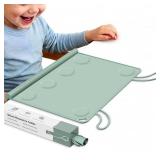DZDOV Silicone Placemat for Toddler Eating: Wipe Clean & Roll Up in The Diaper Bag - Table Mat for Restaurant/Travel/On-The-Go