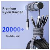 USB C Multi Charging Cable [1Pack 5FT], 4 in 1 Charging Cable Nylon Braided USB-C Multiple Charger Cord with Micro USB,IP Port and 2 Type C Adapter Port for iPhone 17/16 Series/Cell Phones and More