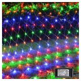 Funpeny Christmas Net Lights, 12ft x 5ft 360 LED Clear Wire Mesh Decor with 8 Modes Waterproof Connectable Xmas Decorations for Outdoor Outside Bushes Yard Lawn Patio Tree Garden Party (Multi Colored)