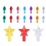 Ceramic Christmas Tree Replacement Lights Bulbs, Flame Shape Light up Artcraft Accessories for Ceramic Tree, Multicolor Mini Twist Light Ornaments, 210Pcs + 6 Stars