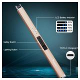 SUPRUS Electric Lighter Arc Windproof Flameless USB Rechargeable Lighter with Safety Lock for Candle BBQ Camping (Champagne Gold)