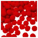 Sumind 250 Pieces Mini Pompoms Small Fluffy Pom Poms for Decor Arts Crafts DIY, Red (15 mm)