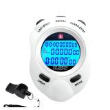 Stopwatch Timer, Digital Stop Watch with 0.01second & 0.001second Timing, Metal 10/100/400 Laps Memory, Rolilink Large dispaly Alarm Clock for Coach Sports Running Marathon