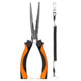 Pullther Fishing Needle Nose Pliers Fishing,Fishing Pliers,9 in Fishing Pliers Hook Remover,Carbon Steel split ring pliers,Saltwater Fishing Gear