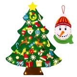 jollylife 3ft DIY Felt Christmas Tree Set + Snowman Advent Calendar - Xmas Decorations Wall Hanging 33 Ornaments Kids Gifts Party Supplies