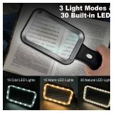 10X Magnifying Glass with Light and Case, Rechargeable Magnifier with 3 Color Modes, Lighted Magnifying Glass Handheld for Seniors Reading Low Vision, Inspection, Close Work