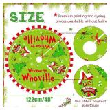 Christmas Tree Skirt Welcome to Whoville Tree Skirt 48 Inch Red and Green Whoville Christmas Decorations Xmas Holiday Home Decor