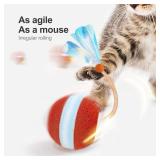 Jkanti Interactive Cat Toys for Indoor Cats,The 3rd Generation Agile Moving Cat Ball with Elastic Mesh Tail,Automatic Kitten Toys for Bored Indoor Cats,Motion Activated (Orange)