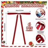 DIIQII Velvet Christmas Swag Bows: 23.5\" x15.5\" Velvet Bows Wreath Christmas Tree Topper - Large Bow for Christmas Outdoor Decoration (6, Red)