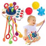 Baby Sensory Montessori Toys for 6-12-18 Months Sensory Balls Pull String Toys for Babies 0-6 Months Teething Developmental Toy for 1 Year Old Boys Girls Valentine Birthday Gifts 9-12 Month Old Infant