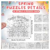 Realspring 24 Pack Happy Birthday Color Your Own Jigsaw Puzzles for Kids 3-5, 4-6, 6-8, Coloring Crafts DIY Paper Puzzles Party Favors Gifts for Toddler Children Learning Education Toys