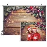 7x5ft Christmas Backdrop Snowflake Gold Glitter Christmas Wood Wall Photography Backdrop Xmas Rustic Barn Vintage Wooden Floor Background for Kids Portrait Photo Studio Booth