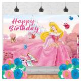 Princess Birthday Party Supplies Backdrop 5x3 Princess Aurora Happy Birthday Background Photography Princess Party Decorations Banner Photo Booth Props