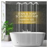 ZEMAHOME Narrow Size Clear Plastic Shower Curtain Liner, 48x72 Inch Thin Lightweight Transparent Plastic Bathroom Shower Showroom Inner Curtain with Rustproof Metal Grommet Holes and Weighted Magnets