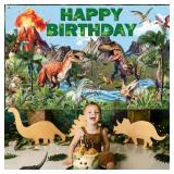 Ushinemi Dinosaur Birthday Decorations Dino Happy Birthday Banner, Dinosaur Themed Party Supplies for Kids 6 x 3.6 Feet