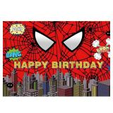 Red Spider Web Superhero Photo Backdrop Banner - 6x4 Ft Vibrant Vinyl Background for Boys Birthday, Baby Shower, Superhero Party Decorations (Red Spider)