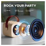 YLL Mini Karaoke Machine with 2 Wireless Microphones for Kids Adults, Portable Bluetooth Speaker Gift for Girls Toys 4, 5, 6, 7, 8, 10, 12+ Years Old Teens Birthday(Beige)