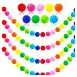 MARFOREVER 4 Pack 26.3 Feet Colorful Pom Pom Garland Decorations, 30 Balls Rainbow Felt Ball Garland Rainbow Garland Hanging Supplies for Wall Christmas Tree Classroom Birthday Party Home Decor